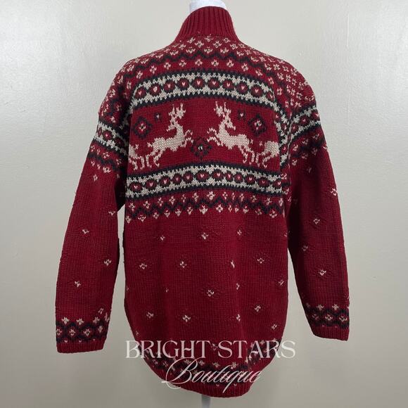 Rare Vintage Reindeer Holiday Sweater ASO Phoebe Buffay Friends Oversize Knit - Picture 7 of 13